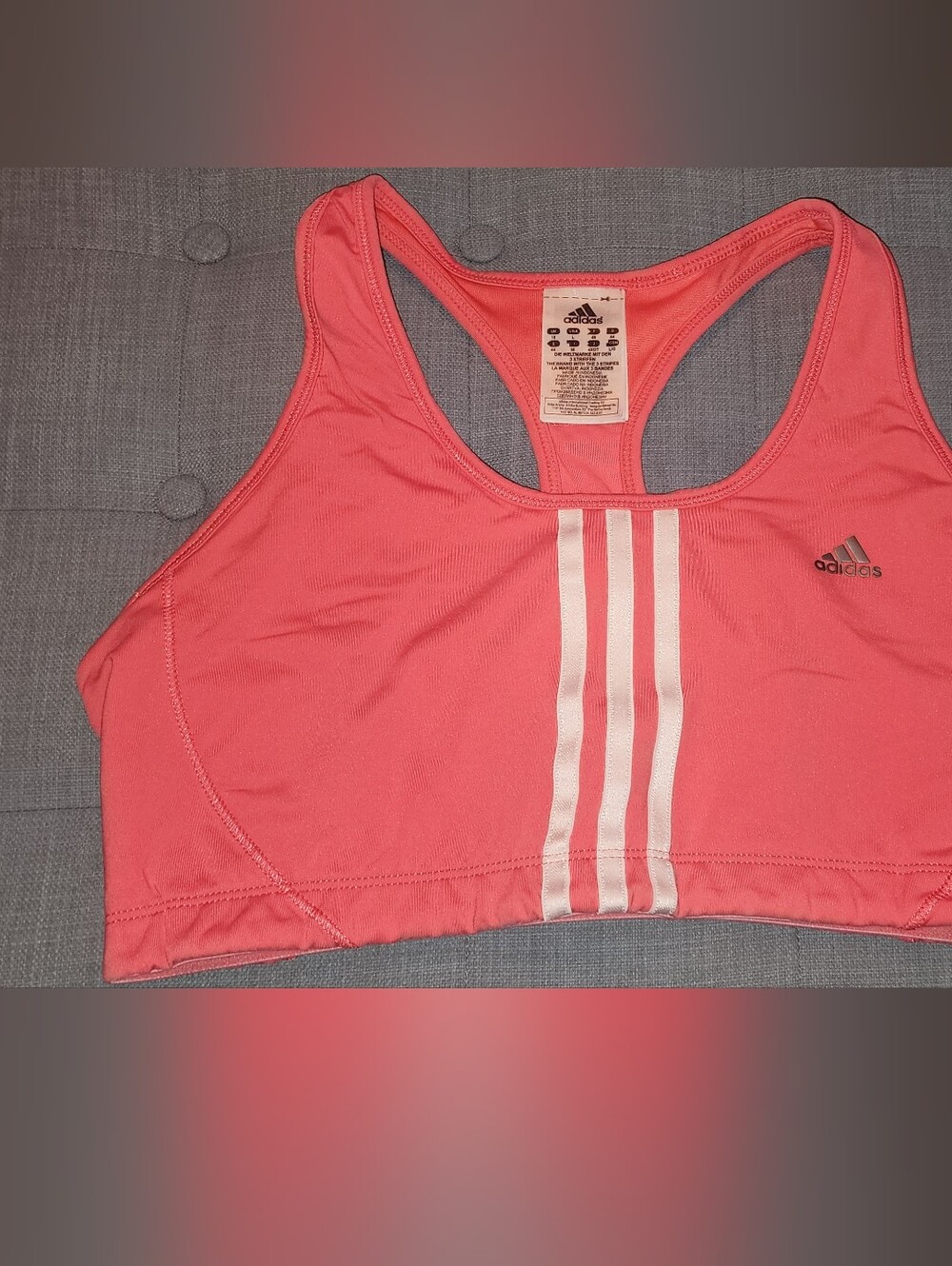 Like New Adidas Women's Sports Bra In Bright Coral Colour In Size Large